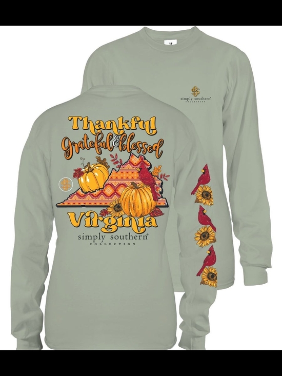 Simply Southern Tops - NWT Simply Southern VIRGINIA Blessed - Thanksgiving Autumn Long Sleeve Top Small